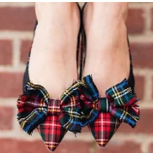 F5J Shoes - F5J Plaid Bow Flats in Red and Blue